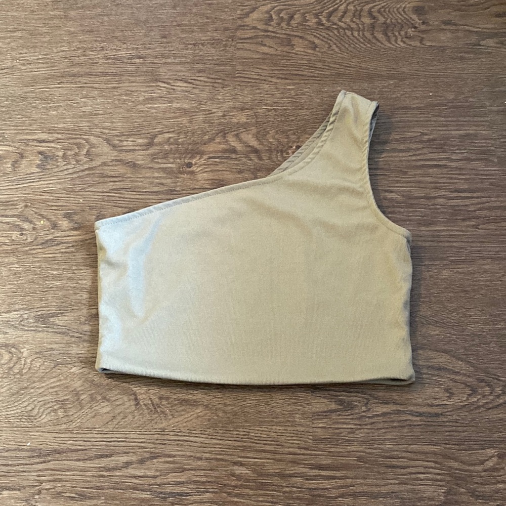 Shein Brown One-Shoulder top ribbed